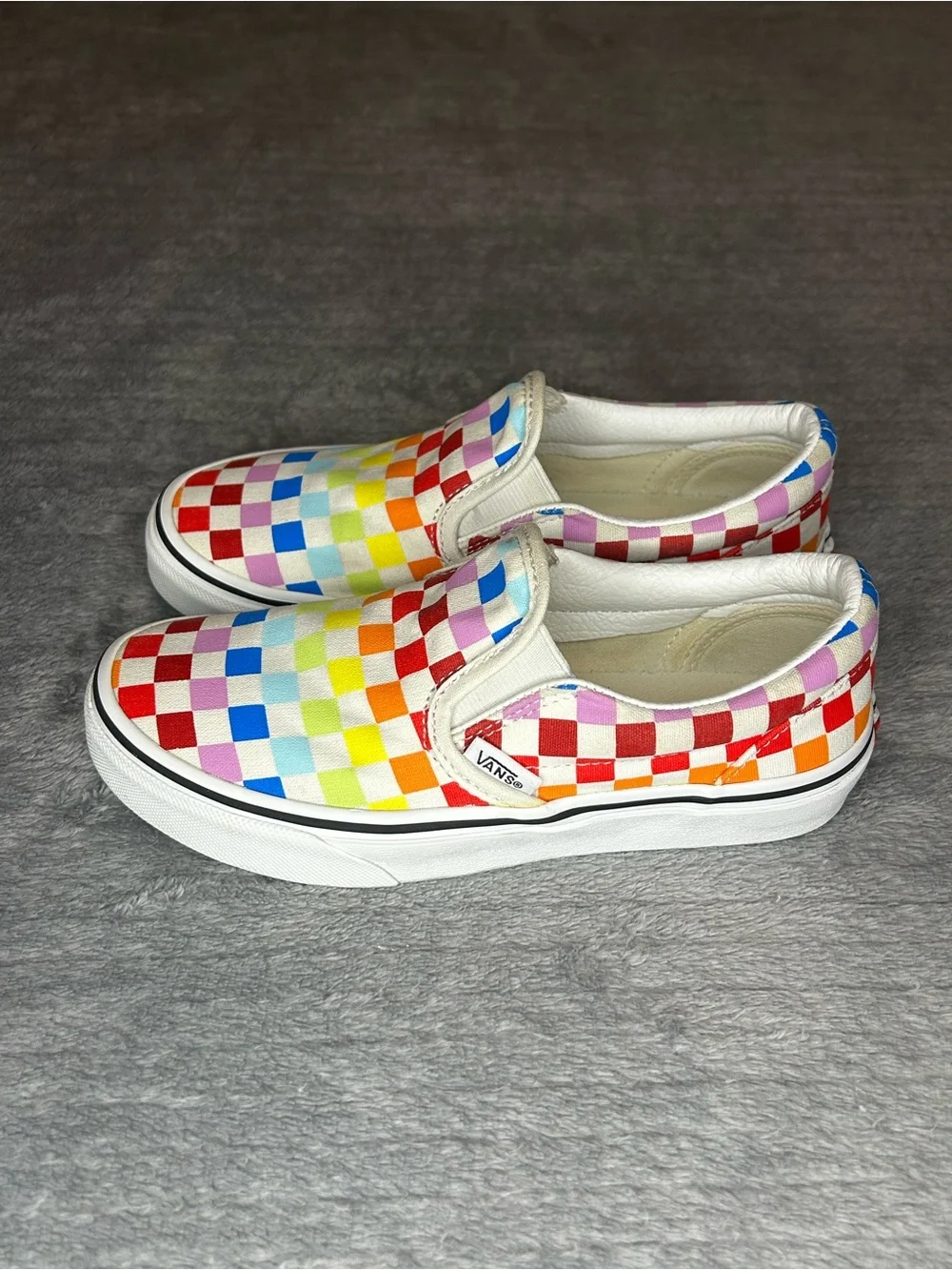 Vans Off The Wall MultiColored Checkered Slip On Shoes girls Size 2